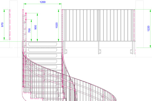3D-CAD-Zeichnung Treppe